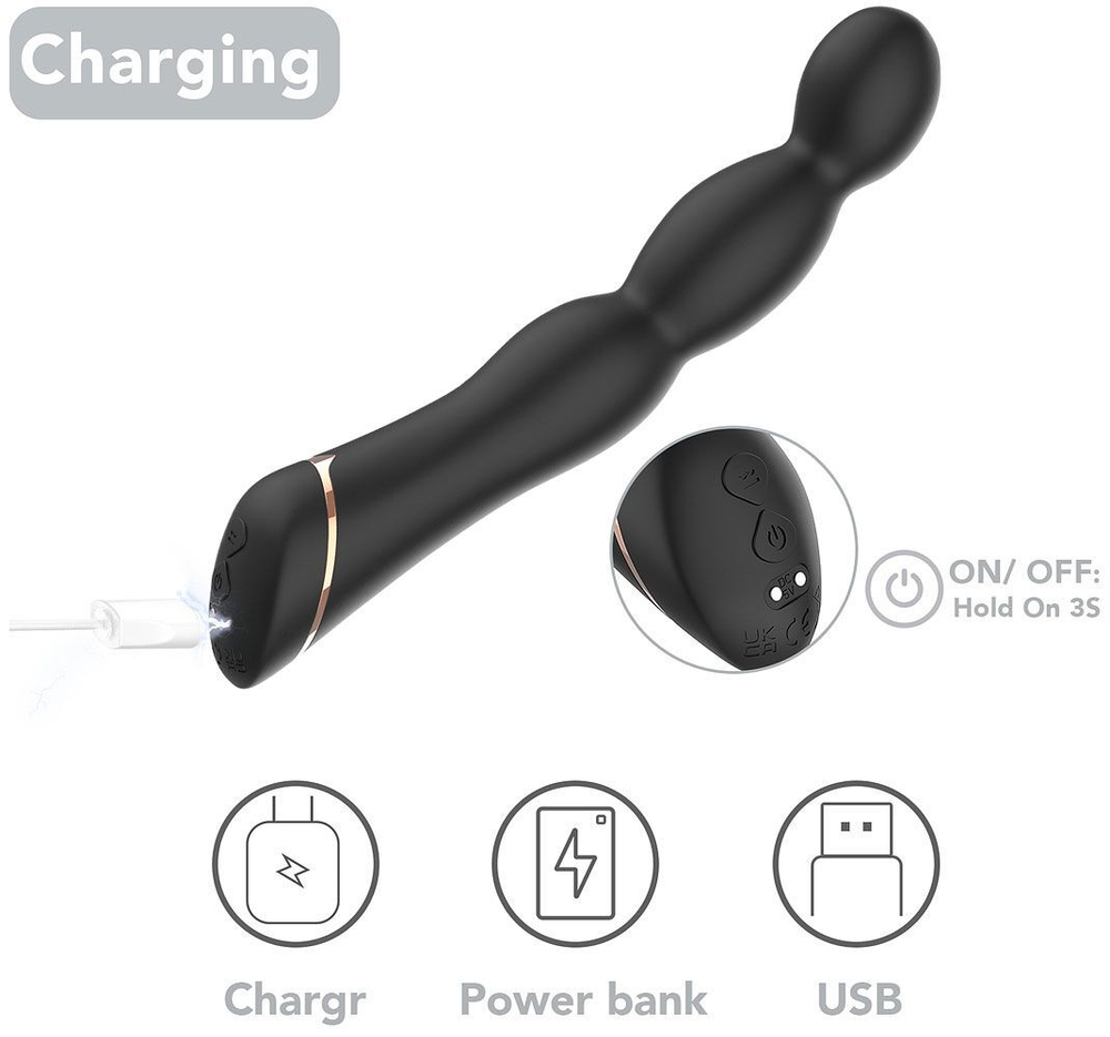 Черный вибратор для G-точки Laband - 21 см. (Цвет: черный)