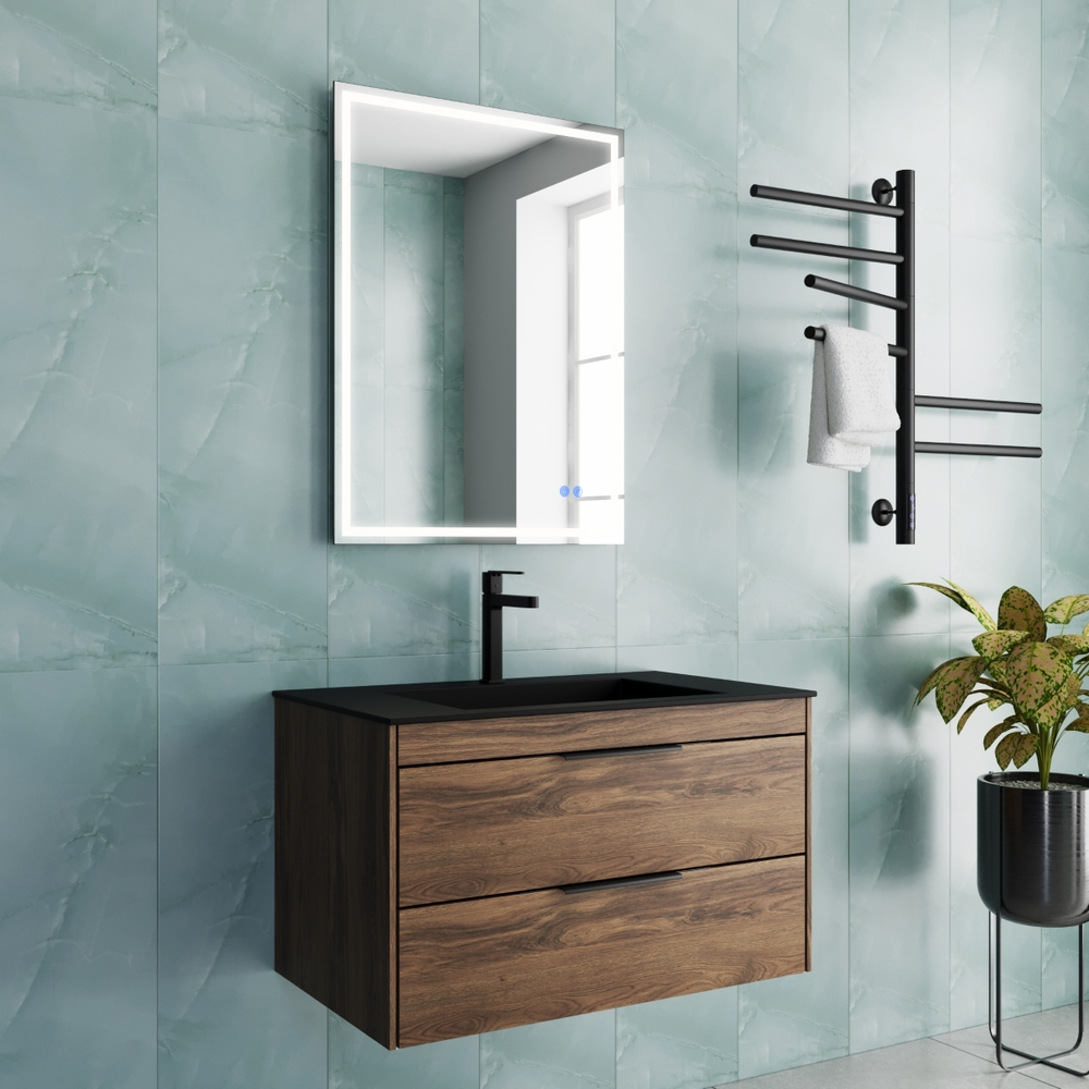 База под раковину Chiara 2D 800 подвесная, 2 выкатных ящика soft-close, С.Oak
