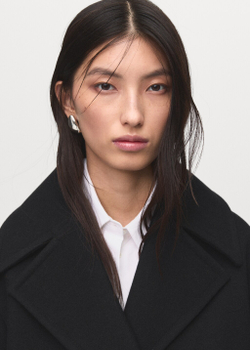 Двубортное пальто из смесовой шерсти