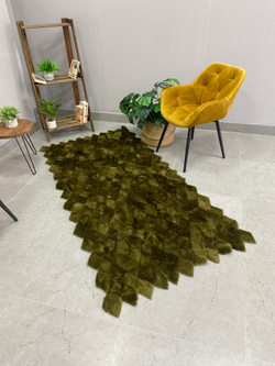 Коврик прикроватный накидка на кресло из кусочков овчины, 200 х 100 см.