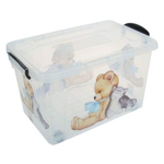 Контейнер для хранения №7 (50л) на колесах, прозрачный с рисунком МИШКА С КОТЕНКОМ П-118