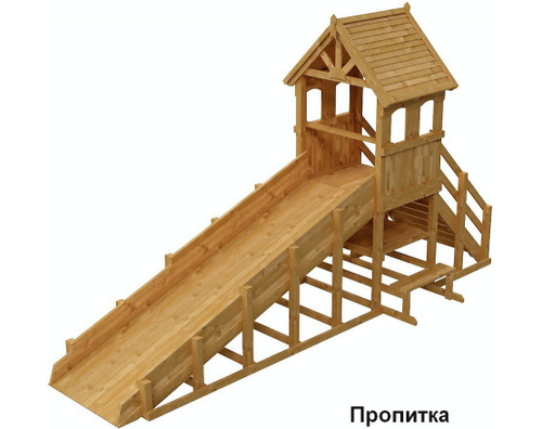 Зимняя деревянная заливная горка Теремок 1 (скат 4.23 м)