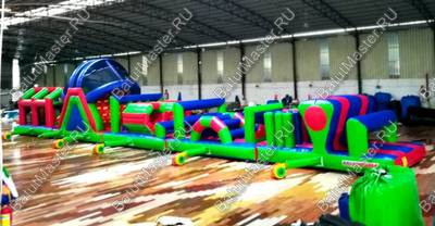 Коммерческая надувная полоса препятствий "Азарт" 25*3,5*4,5 м