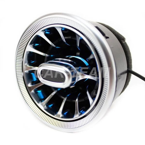 Сопло вентиляции (mini ver 2.0) в стиле AMG регулируемое с синей подсветкой - серебро (1шт)