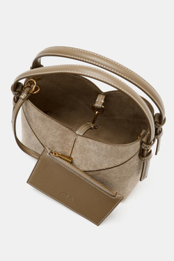 ZARA МИНИ-ШОПЕР С ДЕКОРАТИВНОЙ СТРОЧКОЙ, ПЕСОЧНЫЙ/КОРИЧНЕВЫЙ