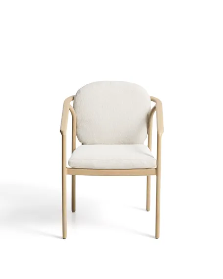 Уличный стул Sirte из алюминия с отделкой под дерево и веревкой цвета экрю