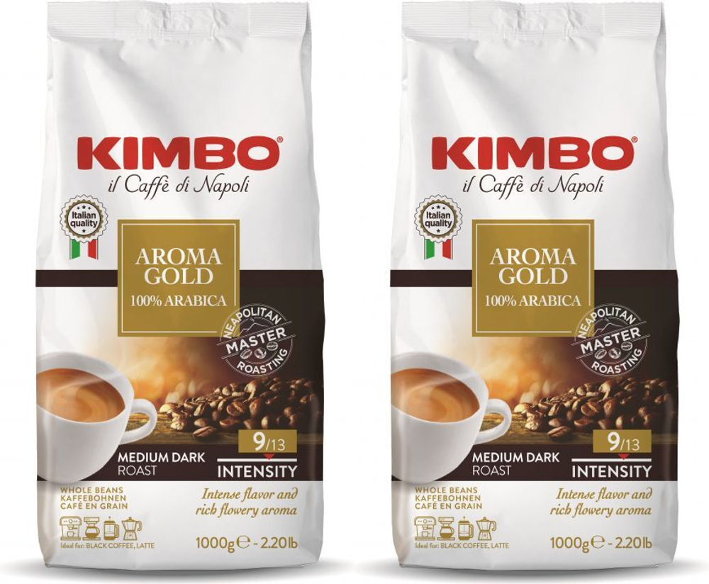 Кофе в зернах Kimbo Aroma Gold 100% Arabica, 1 кг (Кимбо) х 2 шт