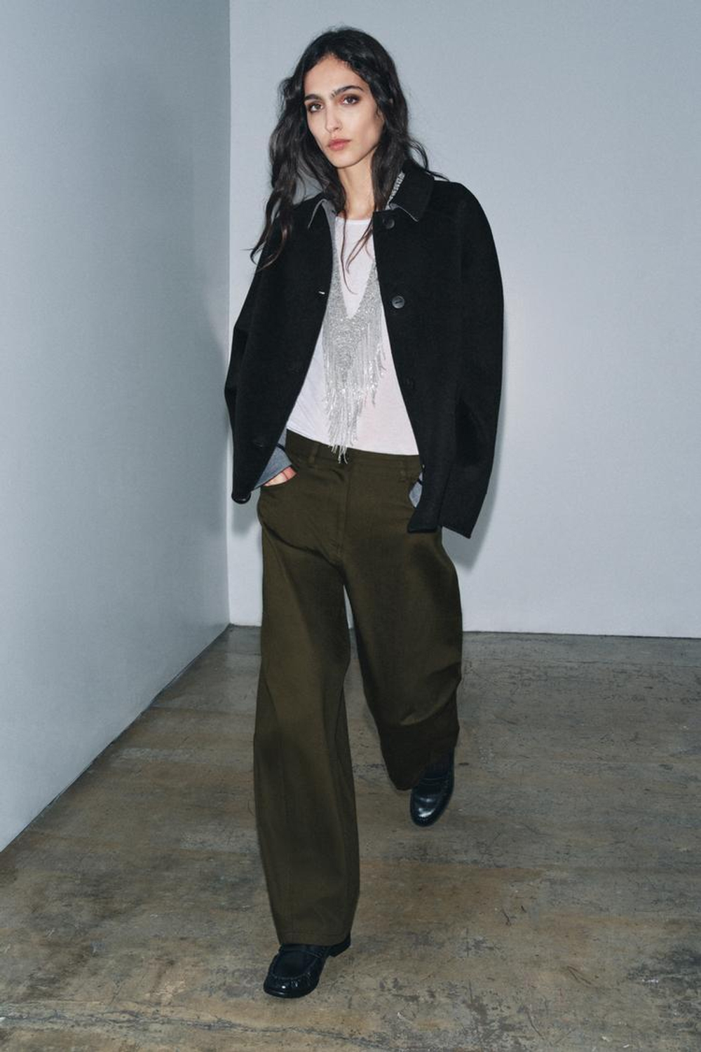 ZARA КУРТКА ИЗ СМЕСОВОЙ ШЕРСТИ — ZW COLLECTION, ЧЕРНЫЙ