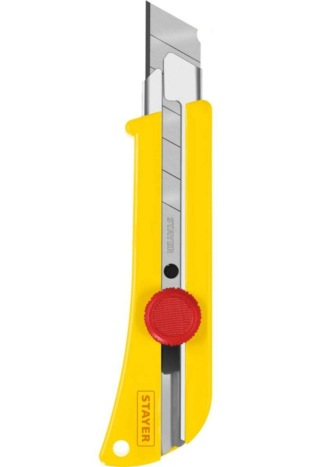 Нож с винтовым фиксатором Stayer SK-25, сегментированные лезвия 25 мм, усиленный корпус, 09173_z01