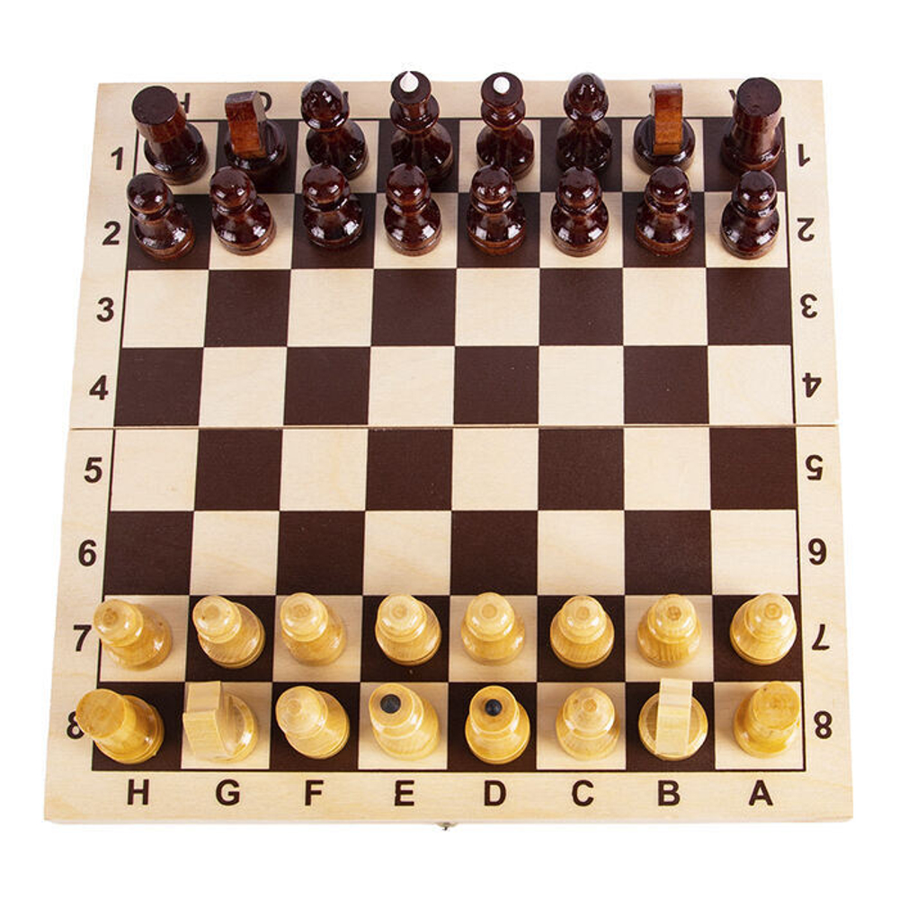 Шахматы обиходные лакированные в доске 290*145*35 (дер. фигуры)