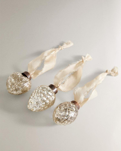 ZARA HOME НАБОР НОВОГОДНИХ ШАРОВ (3 ШТ.), СЕРЕБРЯНЫЙ