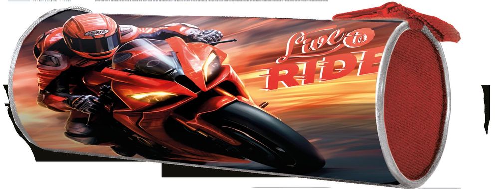 Пенал тубус на молнии, малый, печать на ткани 210/65 "Красный байк 2024" (Пчелка)