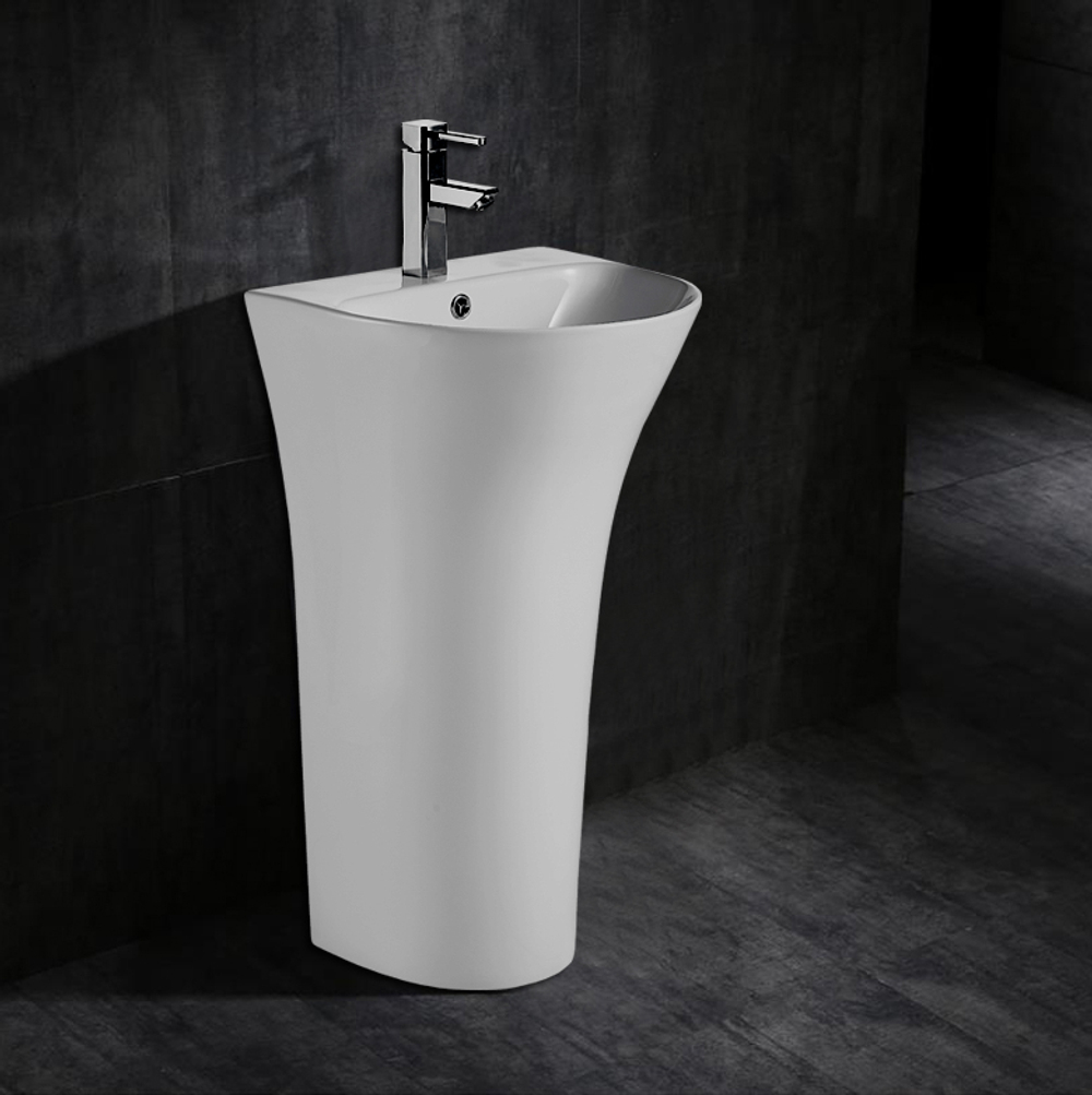 Раковина напольная AZARIO FRETTA ROUND 480x420x835 отдельностоящая, белый глянцевый (AZ-307)