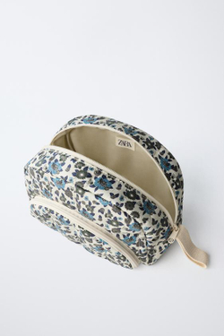 ZARA НЕСЕССЕР С ЦВЕТОЧНЫМ ПРИНТОМ, СИНИЙ