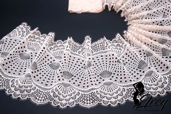 03-167 ОПТ Кружево эластичное 22 см, розовый айвори