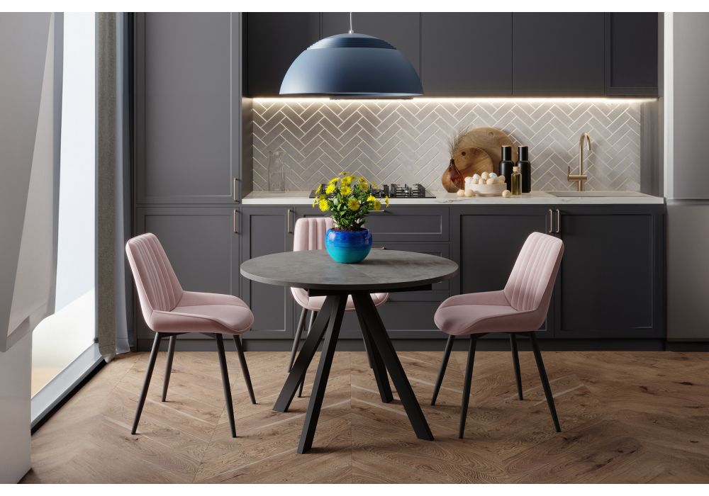 Деревянный стол Трейси 90(120)х90х75 бетон / черный