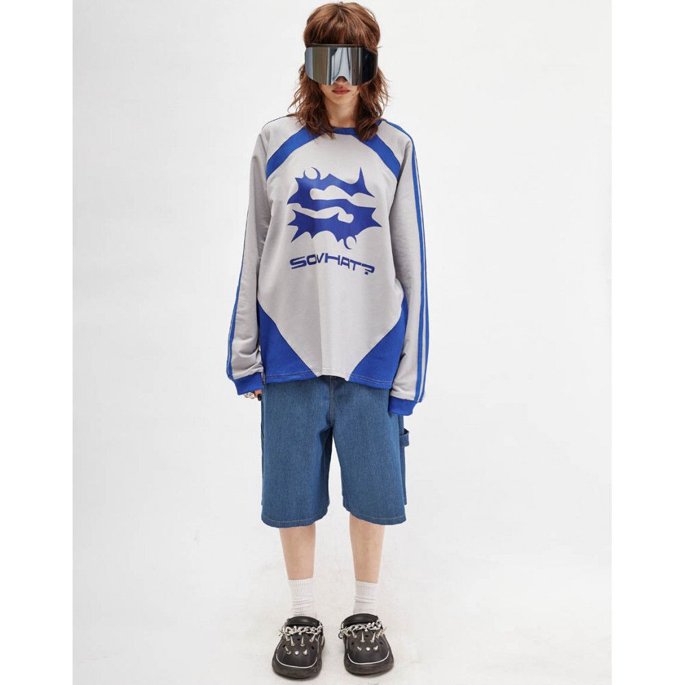 Лонгслив SoWhat? джерси серый / синий