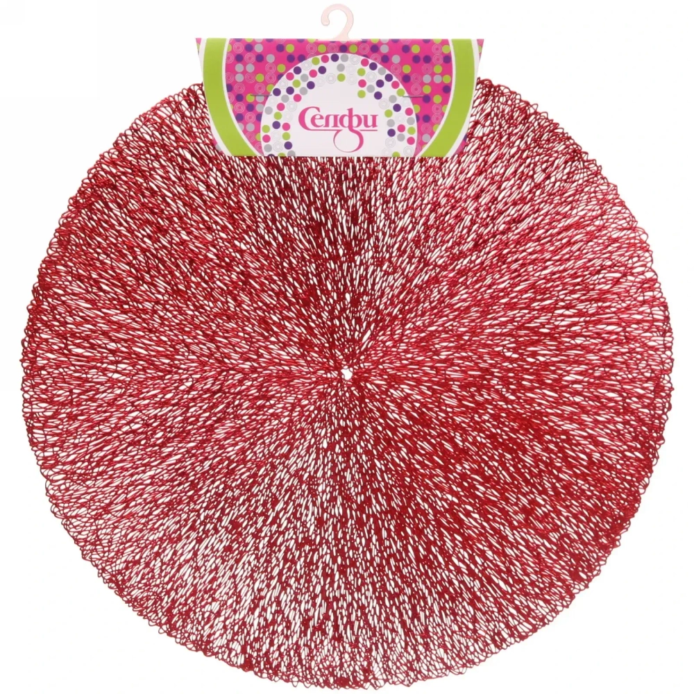 Салфетка плетеная 38см «Паутинка» красная