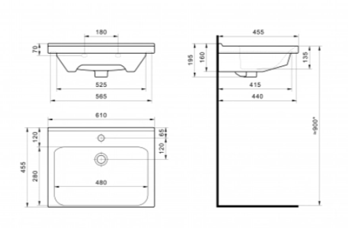 Раковина Santek Миранда 60 отверстие под смеситель