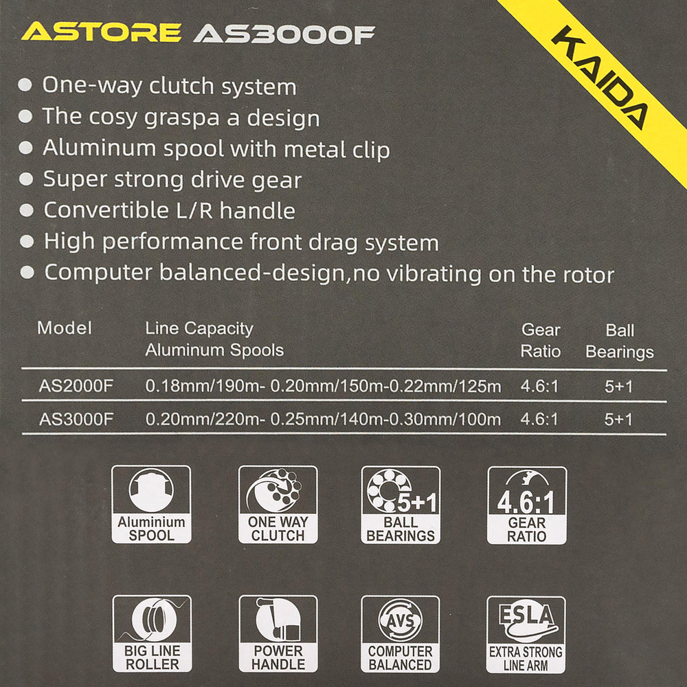 Безынерционная катушка Kaida ASTORE 2000F (5+1BB, мет. шпуля)