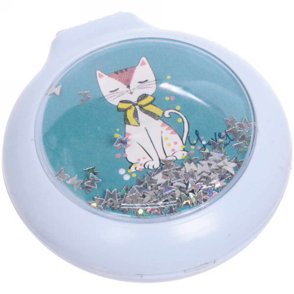 Расческа массажная складная с зеркалом, круглая «Monaco - Cat Mat», микс 4 цвета, 7 см (коробка PVC)