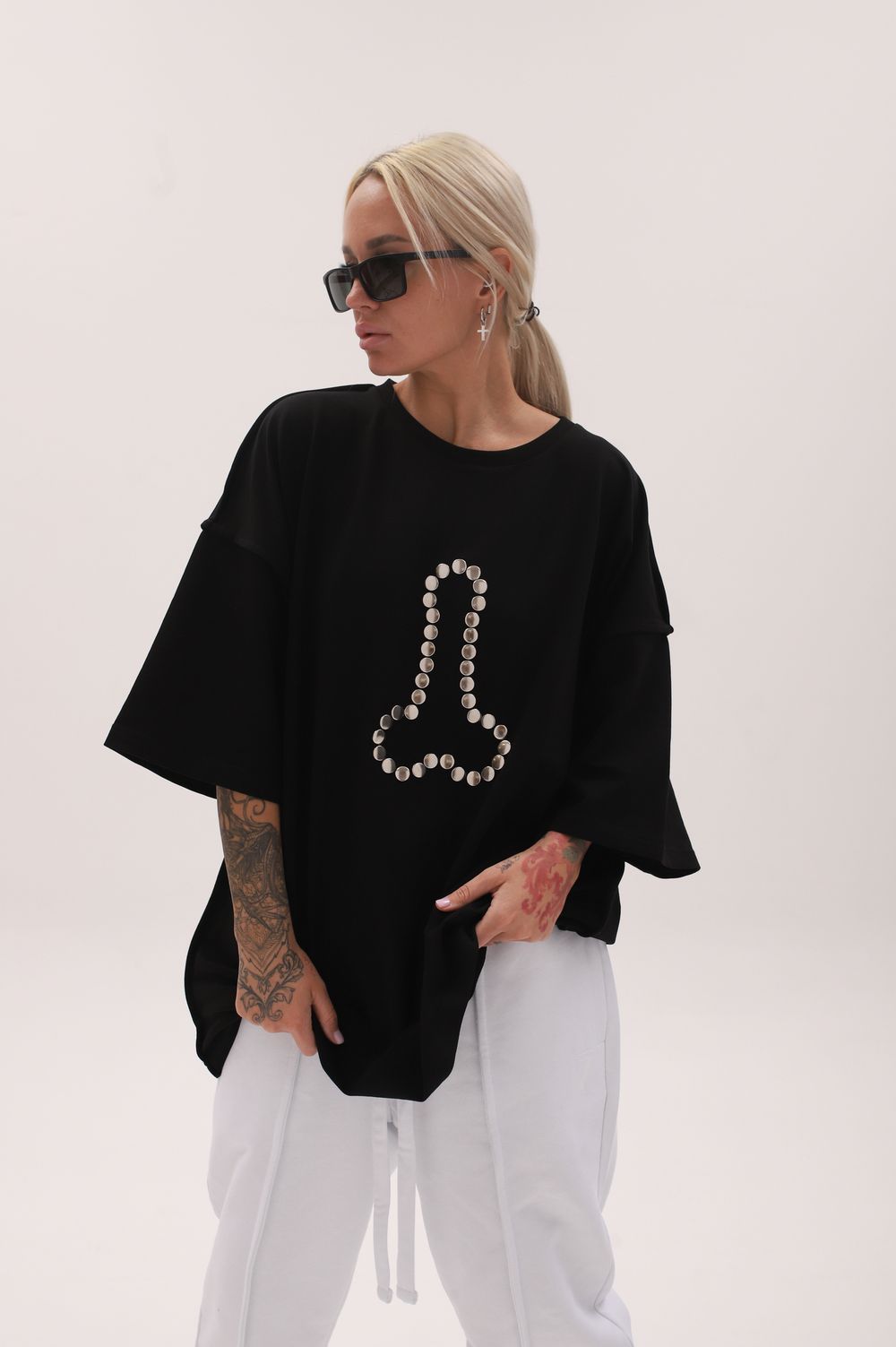 Футболка оверсайз(унисекс) плотная «ПИСЬКА из кнопок»