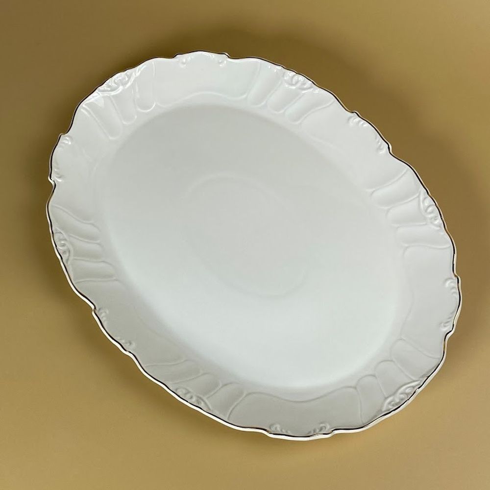 Lenardi 109-268 Овальное блюдо 37х27,5х3см КРОКУС ЗОЛОТО в под.уп.(х6)Фарфор