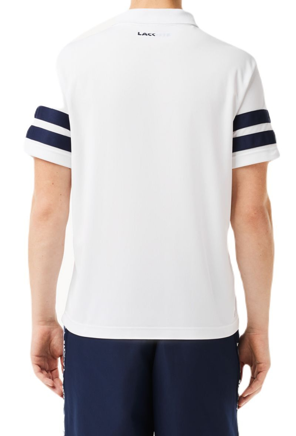 Мужское теннисное поло Lacoste Ultra-Dry Colourblock Tennis Polo Shirt - white/navy blue