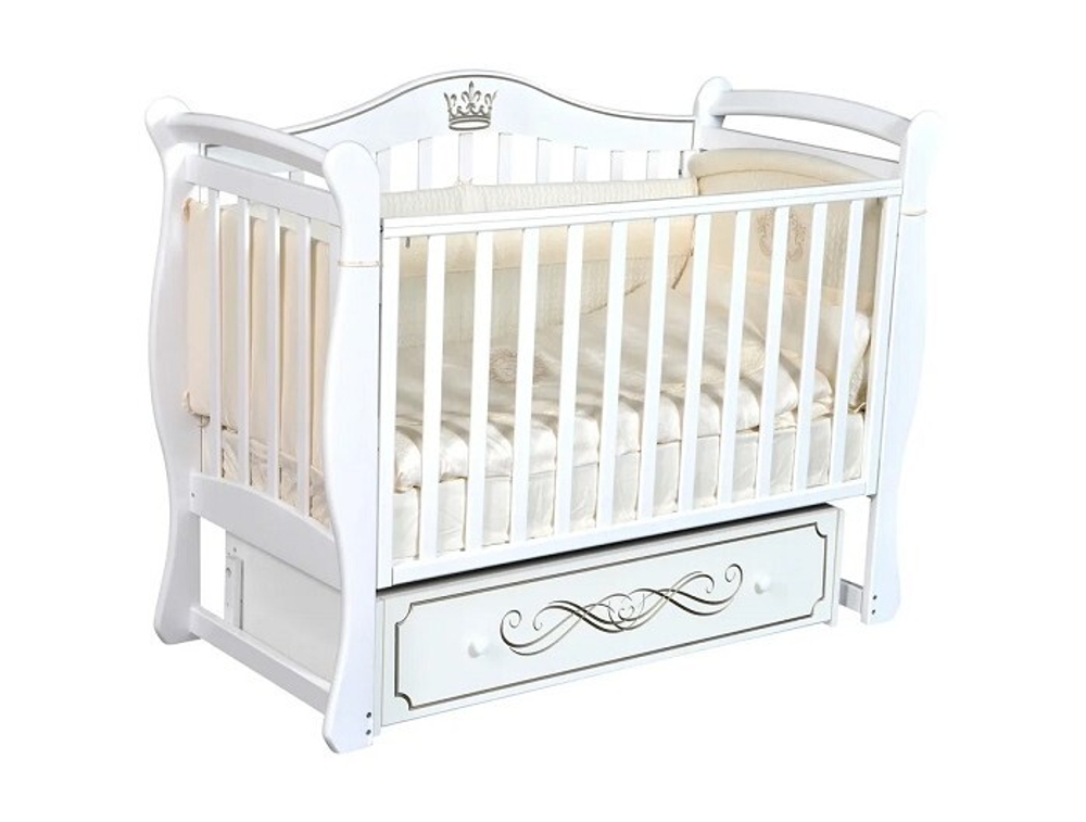 Детская кроватка Bella 1 (Julia 11) (универсальный маятник, закрытый ящик, декор.резьба)