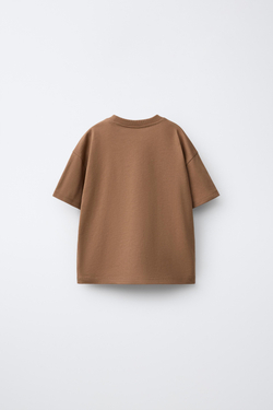 ZARA ФУТБОЛКА С НАШИВКАМИ, СВЕТЛО-КОРИЧНЕВЫЙ