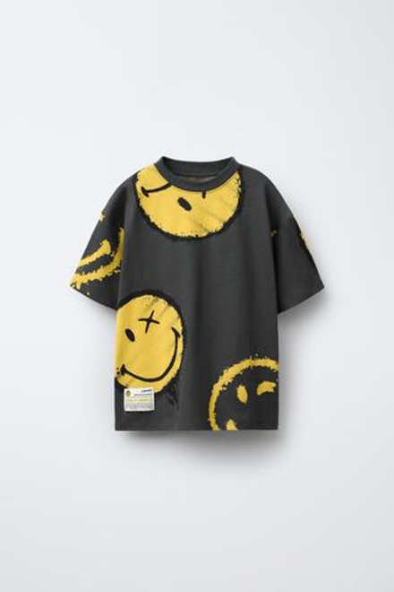 ZARA ФУТБОЛКА С ПРИНТОМ SMILEYWORLD ®, АНТРАЦИТОВО-СЕРЫЙ