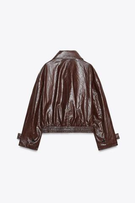 ZARA КУРТКА С БЛЕСТЯЩЕЙ ТКАНЬЮ — ZW COLLECTION, ТЕМНО-КОРИЧНЕВЫЙ