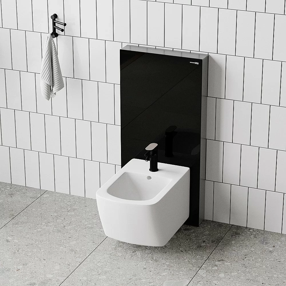 Инсталляция для биде со смесителем WasserKraft Naab 86BDT.050.BL.SQ3206 черная панель/смеситель хром