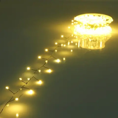 Гирлянда для дома НИТЬ «Мишура-Капля» 40 м 1000 ламп LED, зеленый провод, пост.свечение, IP-20, 220v, Теплый белый