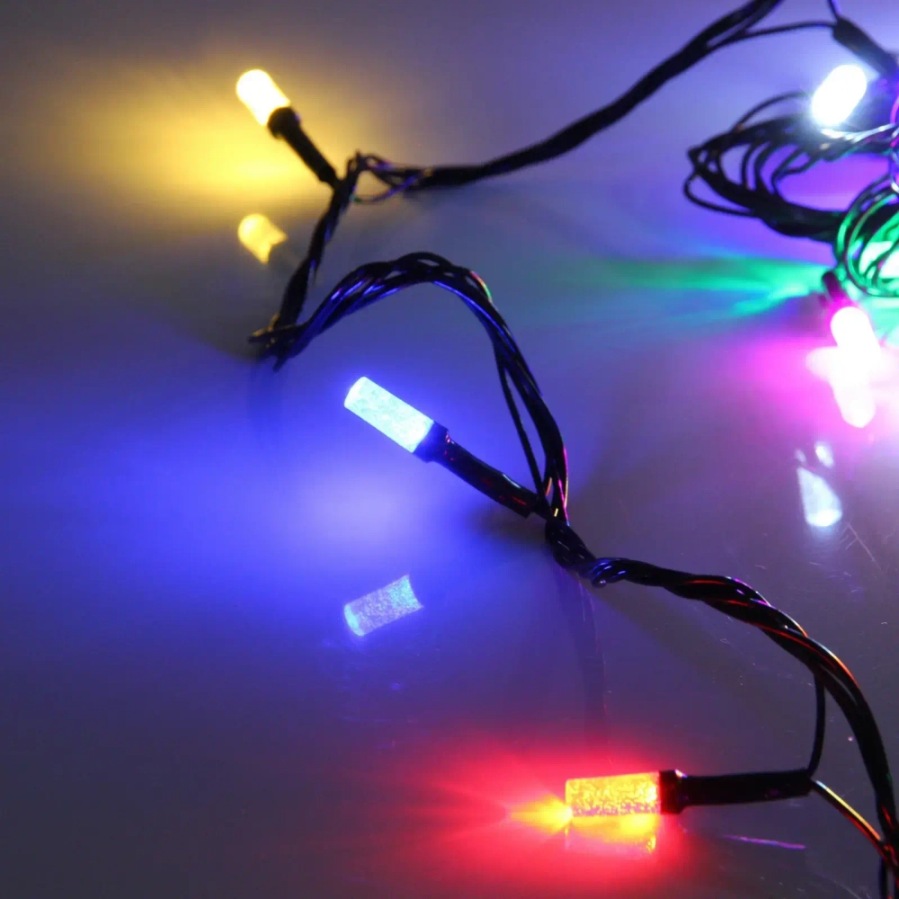 Гирлянда для дома НИТЬ «Хрусталь» 8 м 50 ламп LED, черный пров,IP-40. 8 режимов, Мультицвет (возможность соединения)
