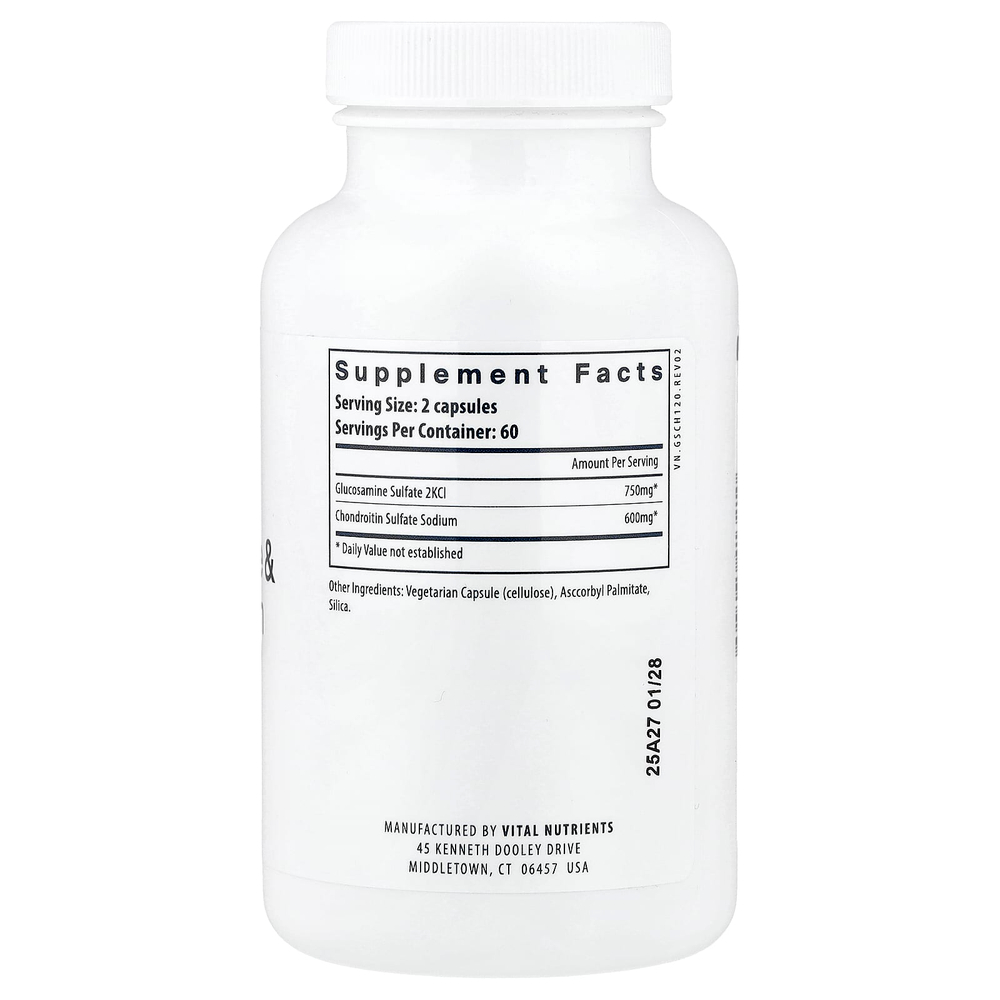 Vital Nutrients, глюкозамин и хондроитин, 120 капсул