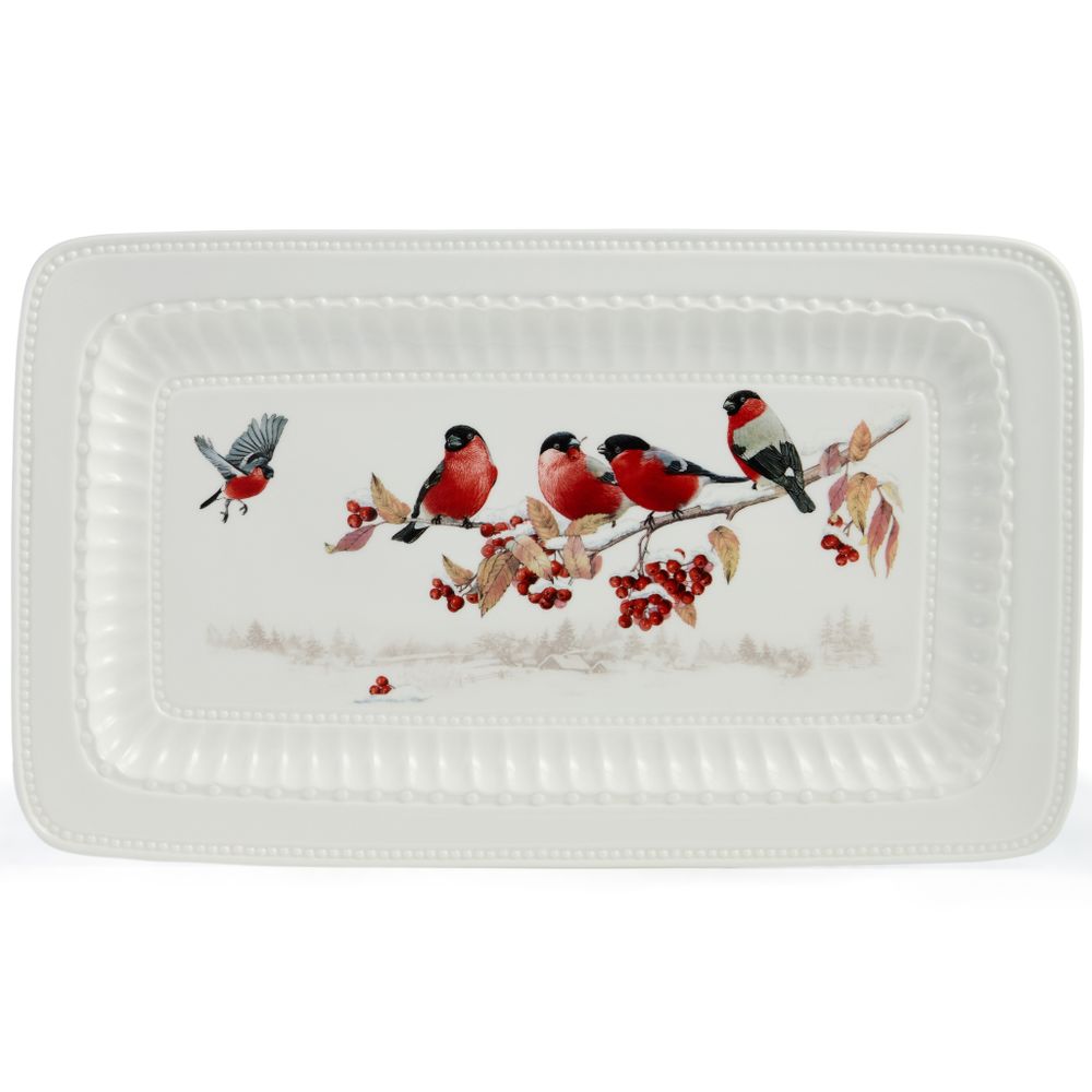 БЛЮДО LEFARD "ЛЕСНАЯ СКАЗКА" 35,5 СМ ПРЯМОУГ. СНЕГИРИ (КОР=12ШТ.)