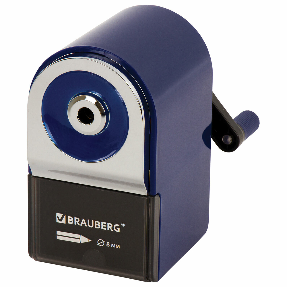 Точилка механическая BRAUBERG "ORIGINAL" для чернографитных и цветных карандашей крепление к столу корпус синий (2 штуки в упаковке)