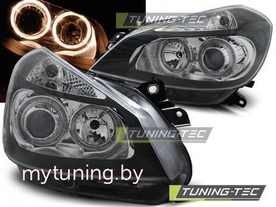 Передние фары Renault Clio 3 angel eyes black