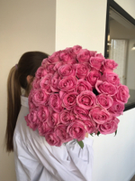 Букет из розовой розы (50см) 51 шт под ленту