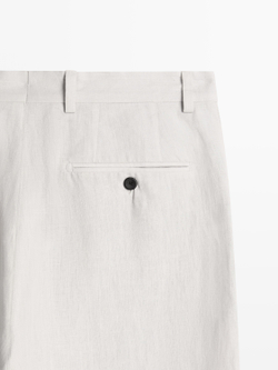 Massimo Dutti Льняные брюки Barrel приталенного кроя, ледяной