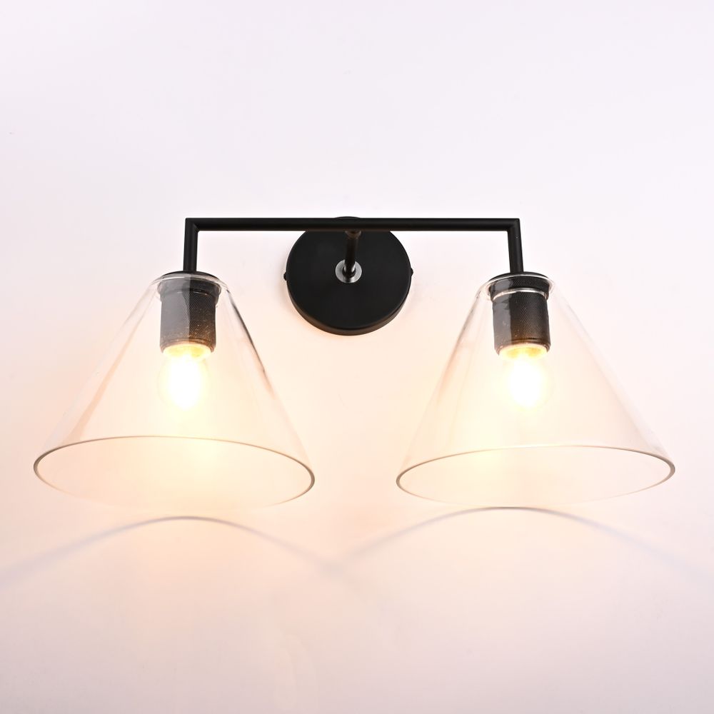 Бра Rh Utilitaire Funnel Shade Double Sconce Black By Imperiumloft