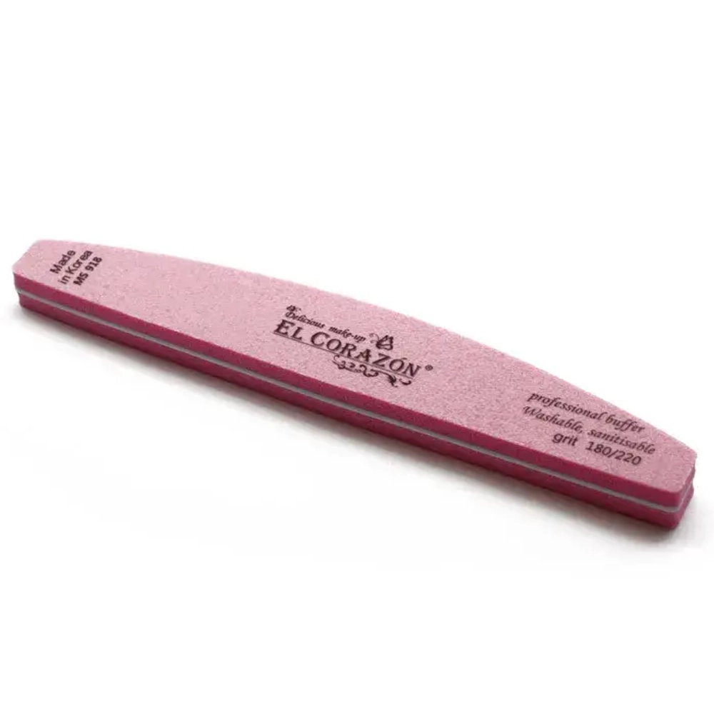 Пилка для ногтей El Corazon MS 918 professional nail life 180/220 grit розовая