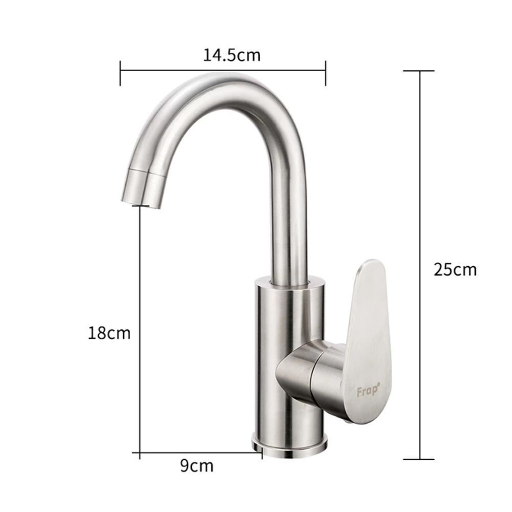 Смеситель для раковины, Frap, корот изл, с картриджем, нерж, F1348