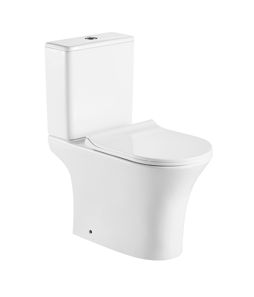 Унитаз-компакт безободковый Azario Fretta Round AZ-1217 + AZ-1216-G с крышкой-сиденьем микролифт, белый