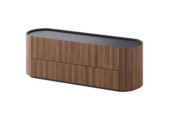 Тумба Lagom под ТВ 2 ящика ширина 140 см (орех, черный)