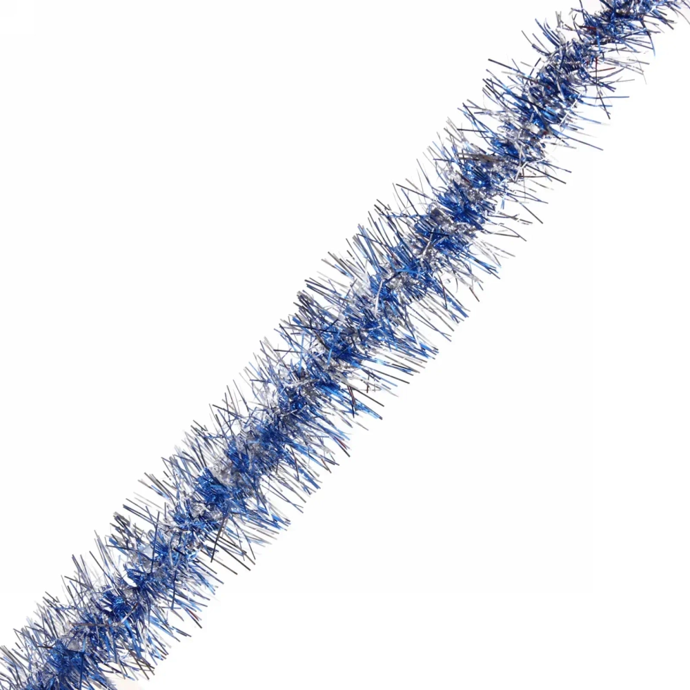 Мишура 2 м 7 см «Фонарик мерцающий», Синий/серебро