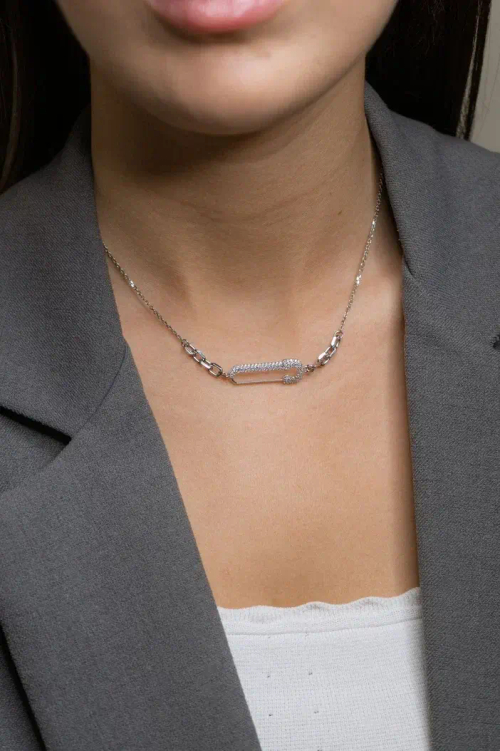 Колье ''Булавка" с фианитами