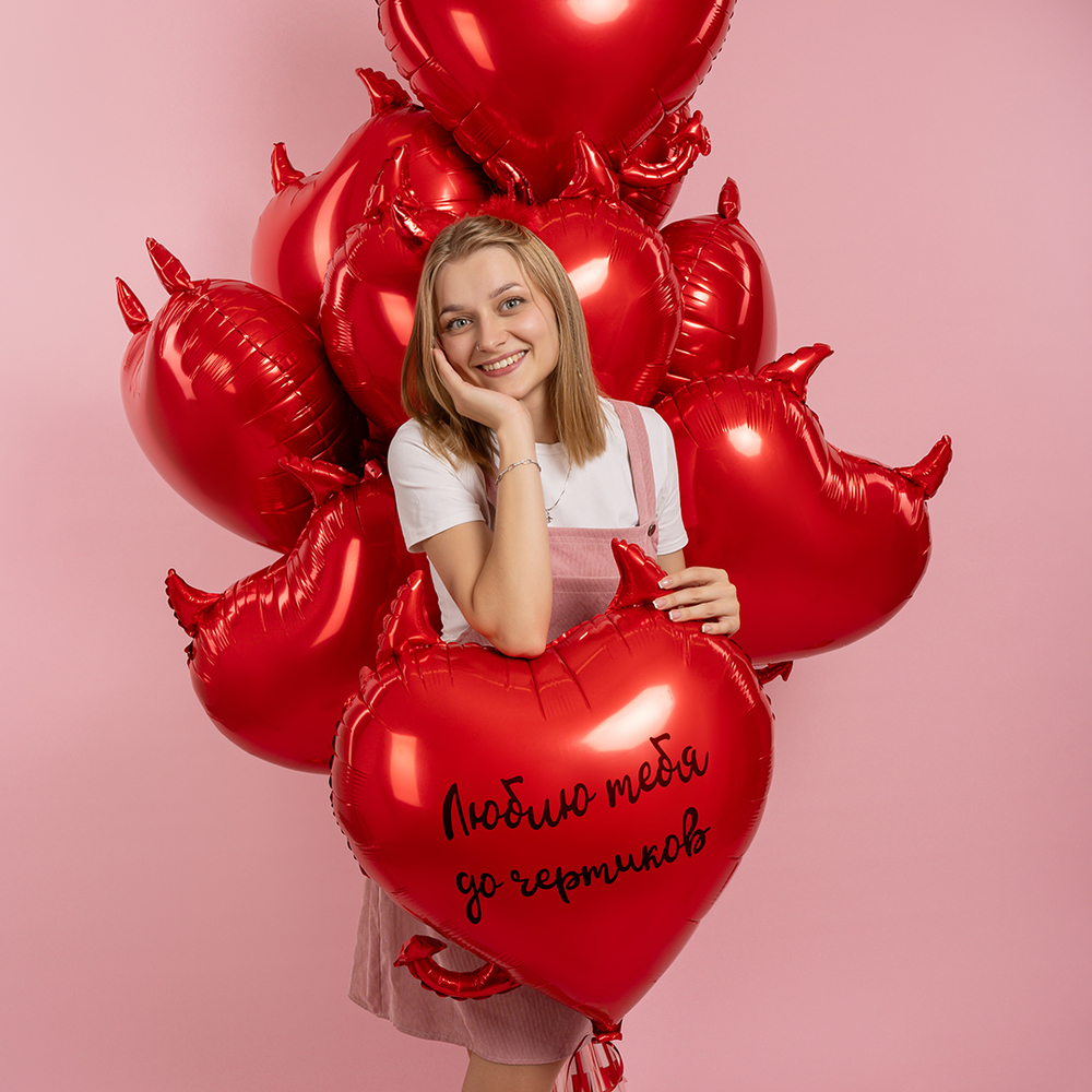 Фольгированный шар-сердце «Чертёнок» в красном цвете, 76 см
