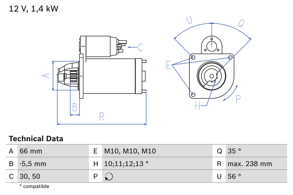BOSCH - 0986018310-BOC - Starter